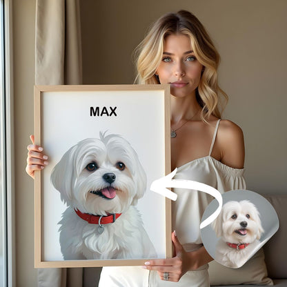 Custom digital portrait of a golden retriever, perfect for pet lovers.